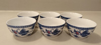 Porcelain Chinese Tea Cups w/ no Handles Cranes Birds