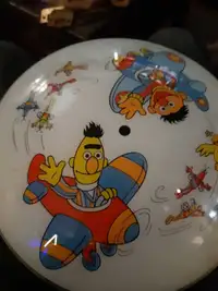 Vintage Bert and Ernie glass ceiling shade by Jim Henderson