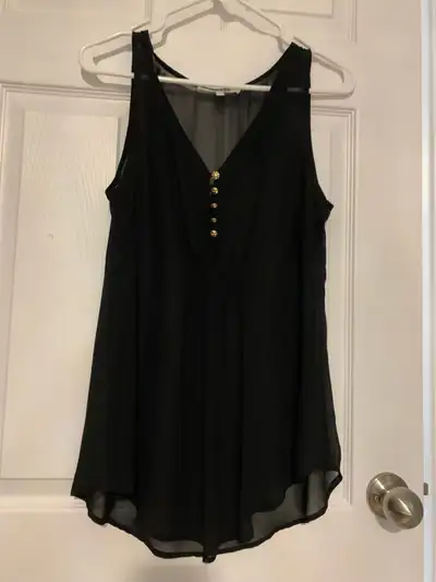 womens long black top - gold buttons - $20.00, View more