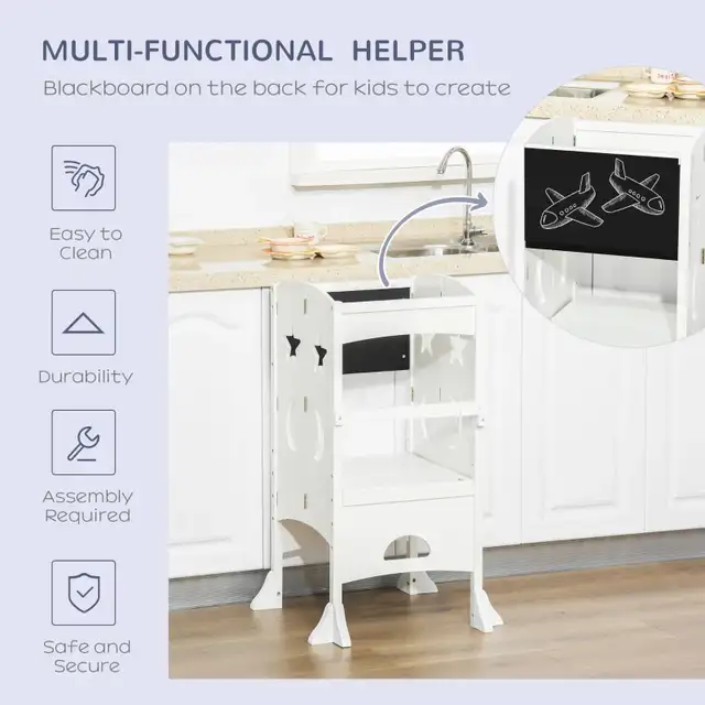 Kids Kitchen Helper Foldable Step Stool Toddler Kitchen Stool wi in Chairs & Recliners in Markham / York Region - Image 6