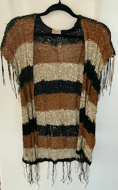 Zana Couture Woven Leather Vest, View more