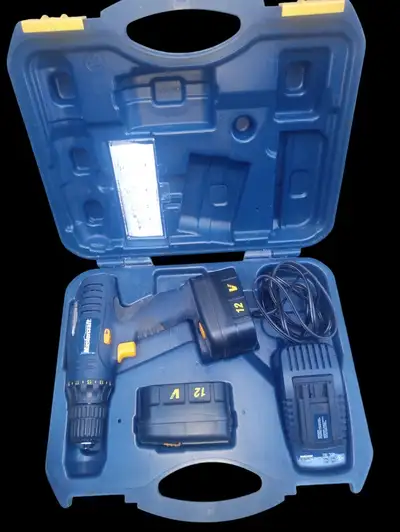 Mastercraft 12V Cordless Drill Kit – 2 Batteries + Case – $15, View more