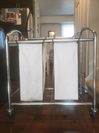 Seville Classics 2-Bag Laundry Hamper Sorter Cart