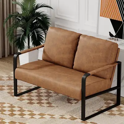 Brand New - Modern Faux Leather Loveseat, View more