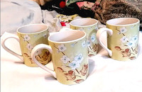 4 pcsVintage Corelle Coordinates Stoneware Floral mugs