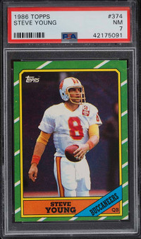 STEVE YOUNG .... 1986 Topps .... ONLY ROOKIE CARD .... PSA 7