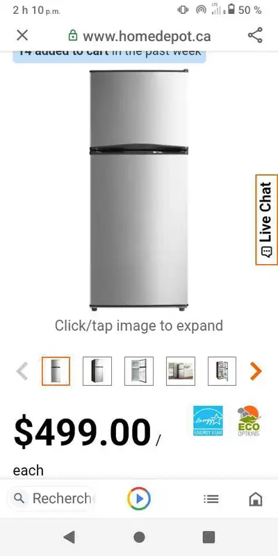 Réfrigérateur Vissani 11,5 pi³ 24" neuf valeur 499$ + taxe ., View more