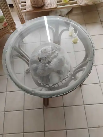 Wicker Table With Glass Top, View more