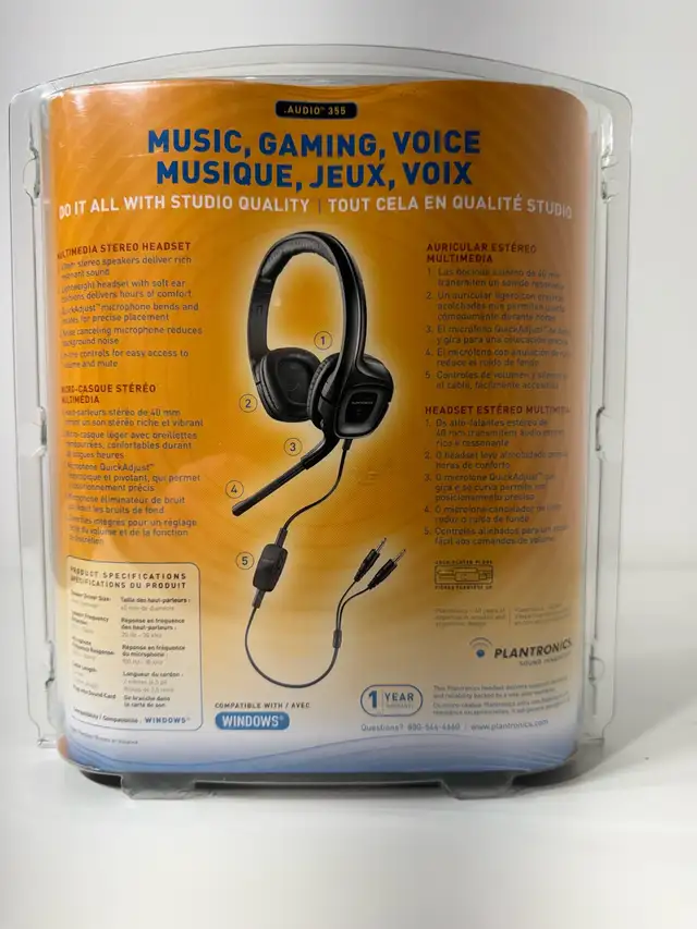 Plantronics Audio 355 Stereo Headset . Brand new in unopened box in Headphones in Mississauga / Peel Region - Image 6