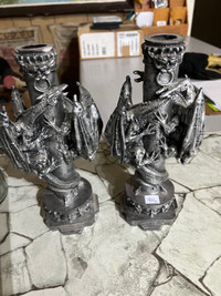 Solid pewter candle holders