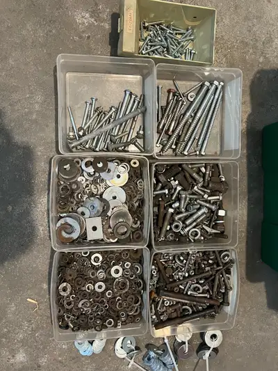 48 lbs of Bolts, Washers, Lag Screws, and Carriage Bolts, View more