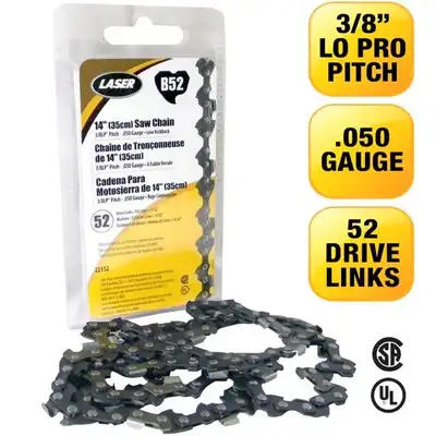 14 Inch Replacement Chain 3/8LP Pitch - .050 Gauge. Semi-chisel style cutters with safety bumper lin...