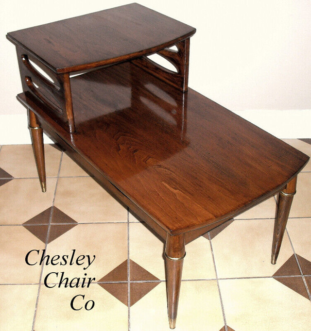 Vintage mid-century end table, 2 tiers, solid walnut, Canada in Arts & Collectibles in City of Toronto