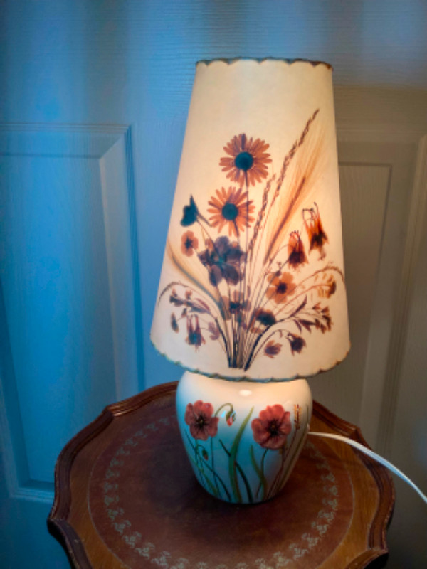 #4 Vtg Dornbusch Parchment Shade on an Embossed Ceramic Base  in Indoor Lighting & Fans in Belleville