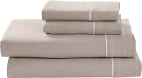 Rivet Contrast Hem 110TC Cotton 4pc Sheet Set, Queen,