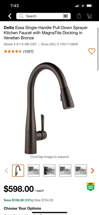 Delta Essa Single-Handle Pull-Down Sprayer Kitchen Faucet with M, View more