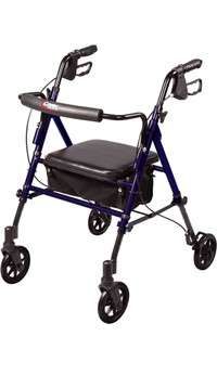 Carex Step 'N Rest Aluminum Rollator Walker With Seat - Rolling 