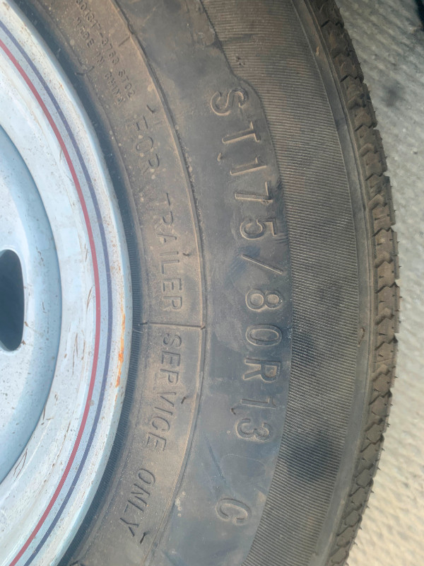 Trailer tire , New, st175/80/13, 5 bolts, $100 in Travel Trailers & Campers in Edmonton - Image 4