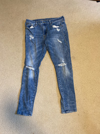 Jeans- Faded and Ripped- American Eagle 34x32 Flex