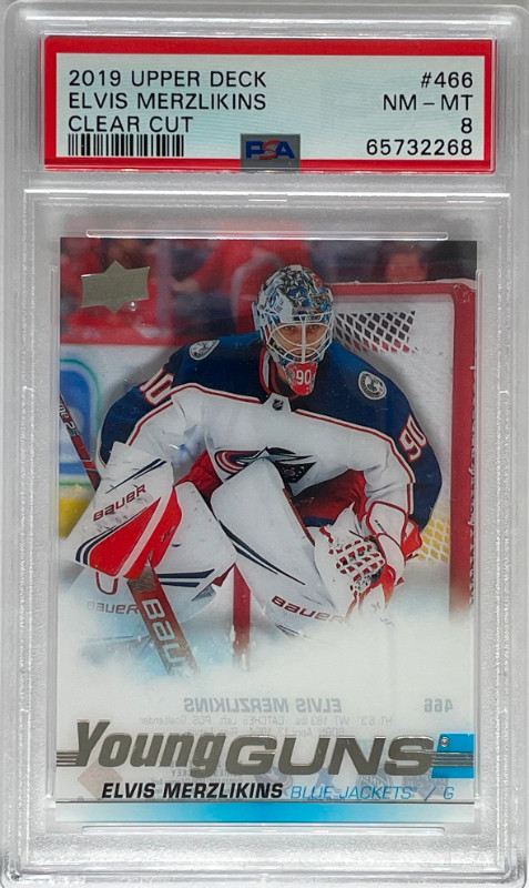 2019-20 UD ELVIS MERZLIKINS RC YOUNG GUNS CLEAR CUT PSA 8 in Arts & Collectibles in Strathcona County