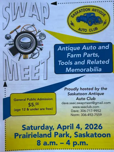 Interest to all people into Classic and Muscle Cars! Coming up in Saskatoon on Saturday April 4th. A...