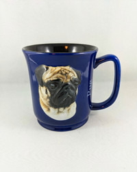 Pug Blue Pawprint Dog Coffee Tea Mug Cup Read