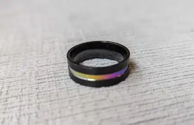 Black Ring with Rainbow Inlay, View more