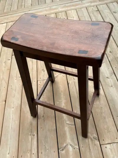Solid Wood Saddle Counter Stool - Dark Walnut Finish, View more