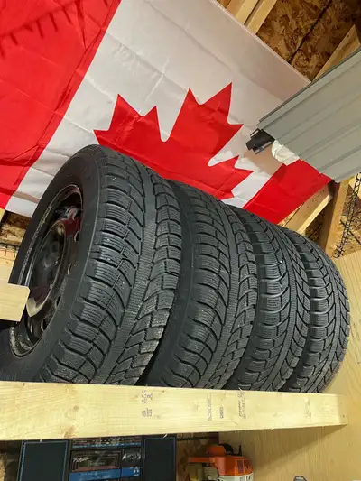 Full set of (4) winter tires with rims, with tons of life left. Size: 215/65R16 Rims: 5-Lug x 4.5” P...