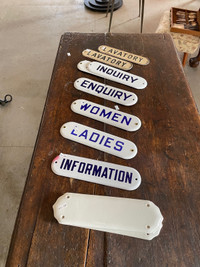Porcelain enamel signs and pushes 