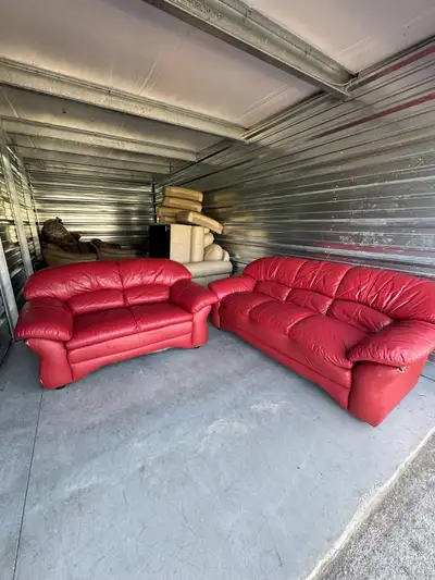Red Leather Couch Set DELIVERY AVAILABLE , View more