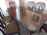 Dining Table + 6 Chairs- Leaf-Hardwood-Smoke Free Home-Exc.Cond.