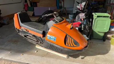 Rare antique snowmobile for sale, a 1970 Ski Daddler, made by AMF, American Machine and Foundary. Th...