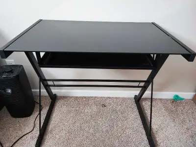 Sleek Black Glass Desk w/ Keyboard Tray, View more
