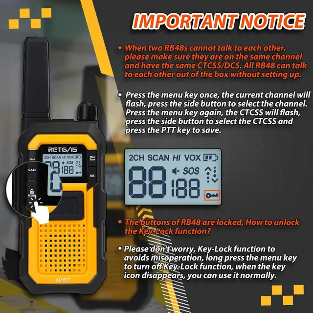 RETEVIS RB48 TWO-WAY RADIO, HEAVY-DUTY WALKIE TALKIES in General Electronics in St. Catharines - Image 4