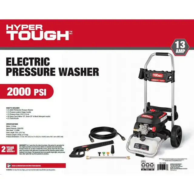 Hyper Tough 2000PSI Electric Pressure Washer brand new in Outdoor Tools & Storage in Oshawa / Durham Region - Image 5