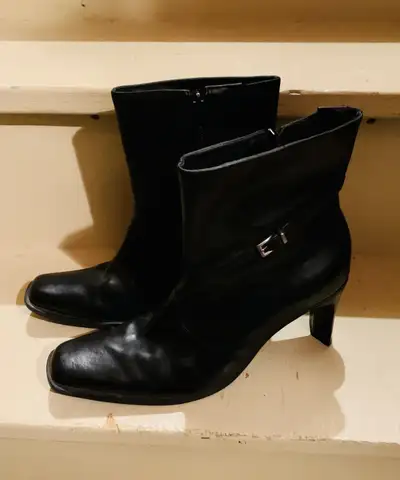 BCBG Black High Heel Fashion Ankle Boots 7  w/ Buckle, View more