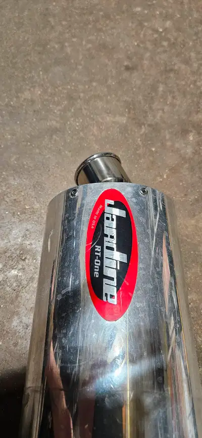 Jardine RTone aftermarket exhaust system Slip on muffler will work on multiple bikes Included pipes...