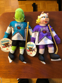 1995 Mcdonalds Muppets NHL Hockey Toys Kermit & Miss Piggy