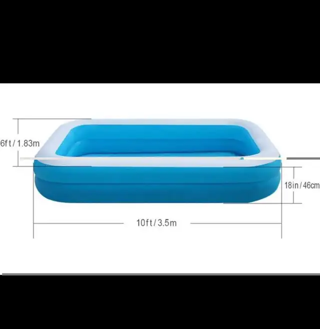 Inflatable Swimming Pool – 120" x 72" x 18" Sturdy and Safe for  in Patio & Garden Furniture in Hamilton - Image 4