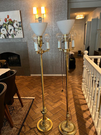 2 Vintage Stiffel brass floor lamps 