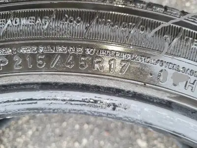 IF U SEE THE AD TIRES STILL FOR SALE 2 x 215/45/17 Goodyear all season tires 85%80 tread left good c...