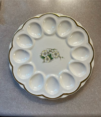 Georgian China Spring Blossom Devilled Egg Plate Vintage