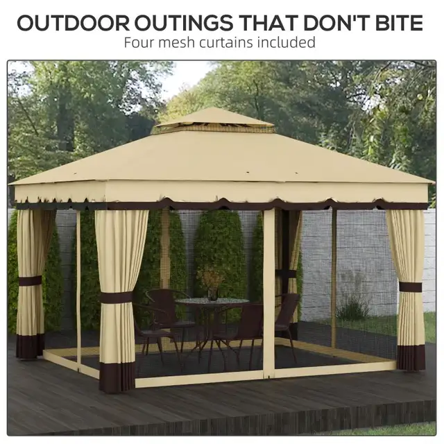 10' x 12' Double Roof Patio Gazebo Canopy, Outdoor Gazebo Shelte in Patio & Garden Furniture in Markham / York Region - Image 5