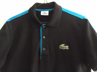 LACOSTE Mens Polo Shirt Size 2 (Small) Blue/Black  Colourblock