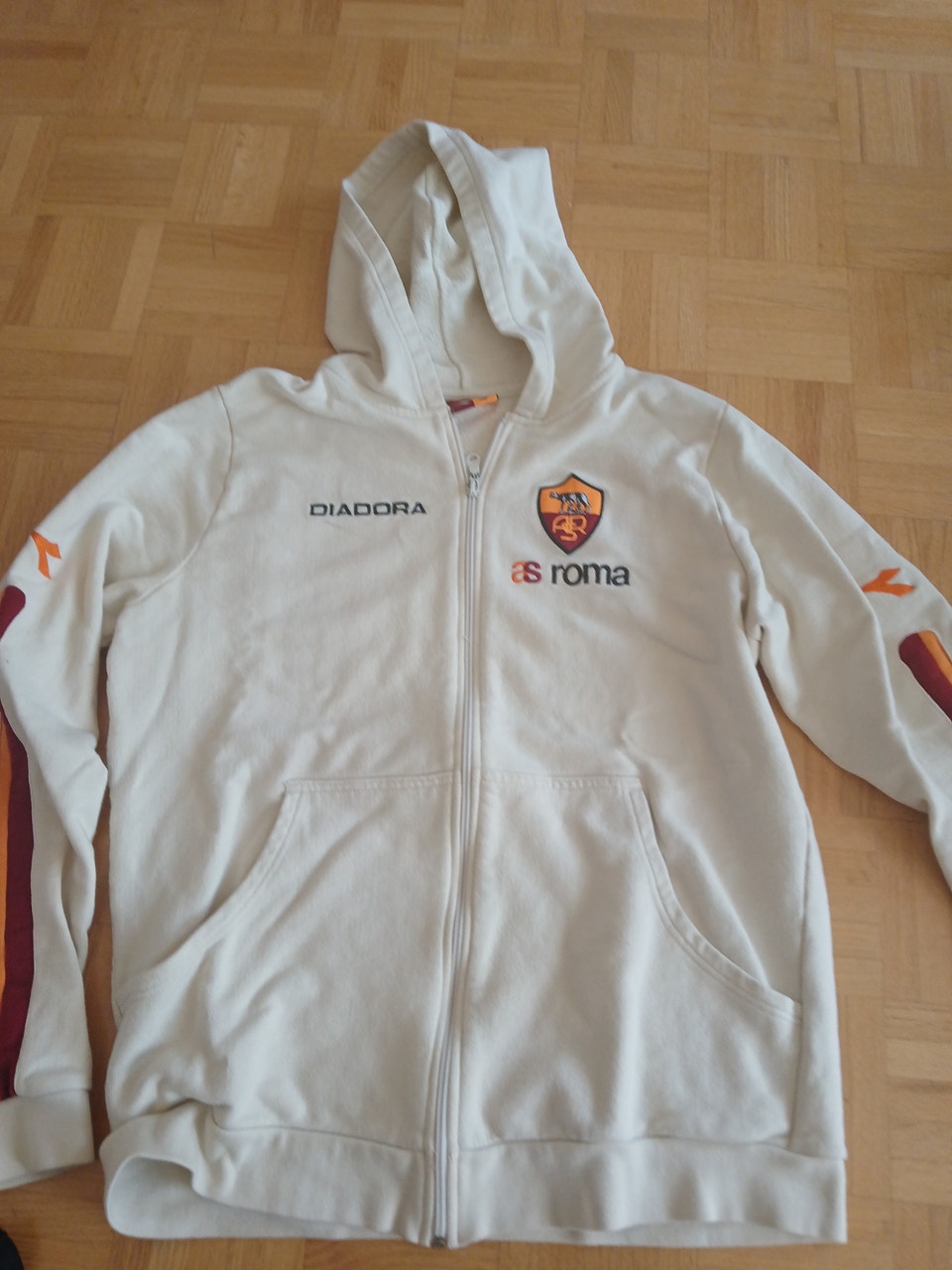 Diadora, XL - Vintage Diadora AS Roma soccer zippered hoodie