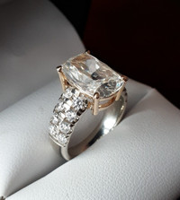 14k white gold engagement ring with side stones