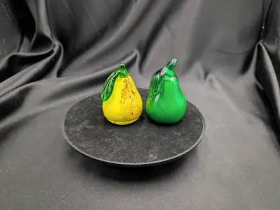 Vintage Murano Style Glass Pears Yellow and Green, View more