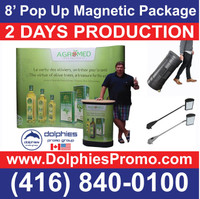 Custom Printed 8ft Pop Up Magnetic Backdrop Display Wall PACKAGE