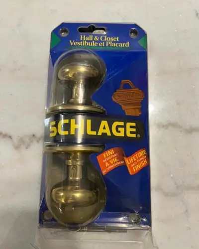 Hall and Closet Interior Passage Set Door Knob - Brass Color. , View more
